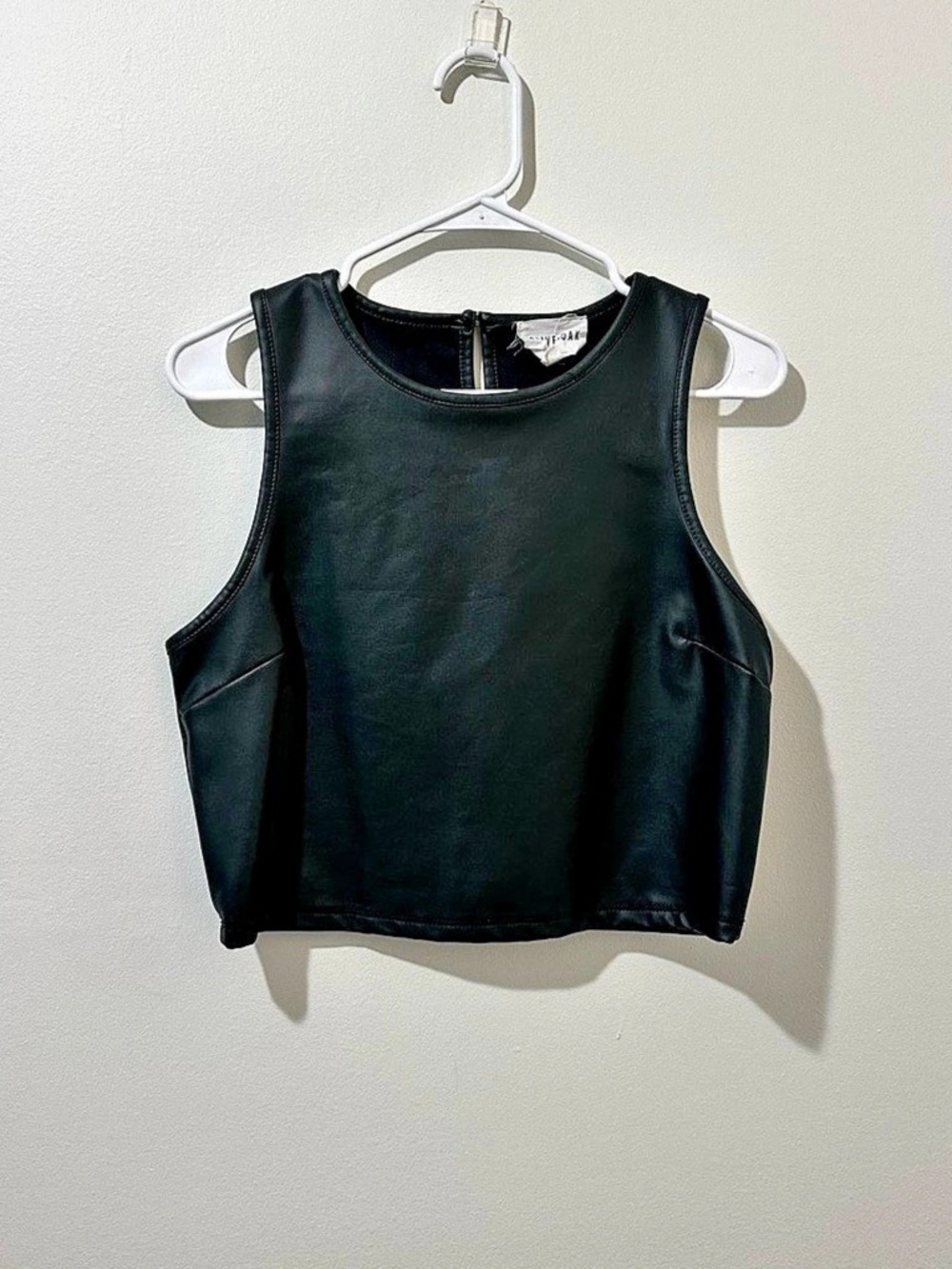 Olive + Oak Faux Leather Tank Top in Dark Green Like New